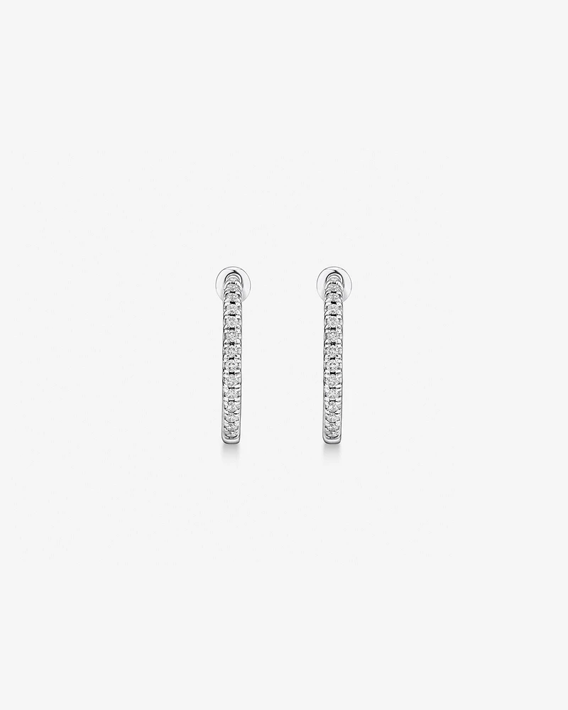 Hoop Earrings With 0.25 Carat TW Of Diamonds in 10kt White Gold