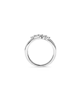 0.20 Carat TW Round Brilliant Diamond Crossover Ring in Sterling Silver