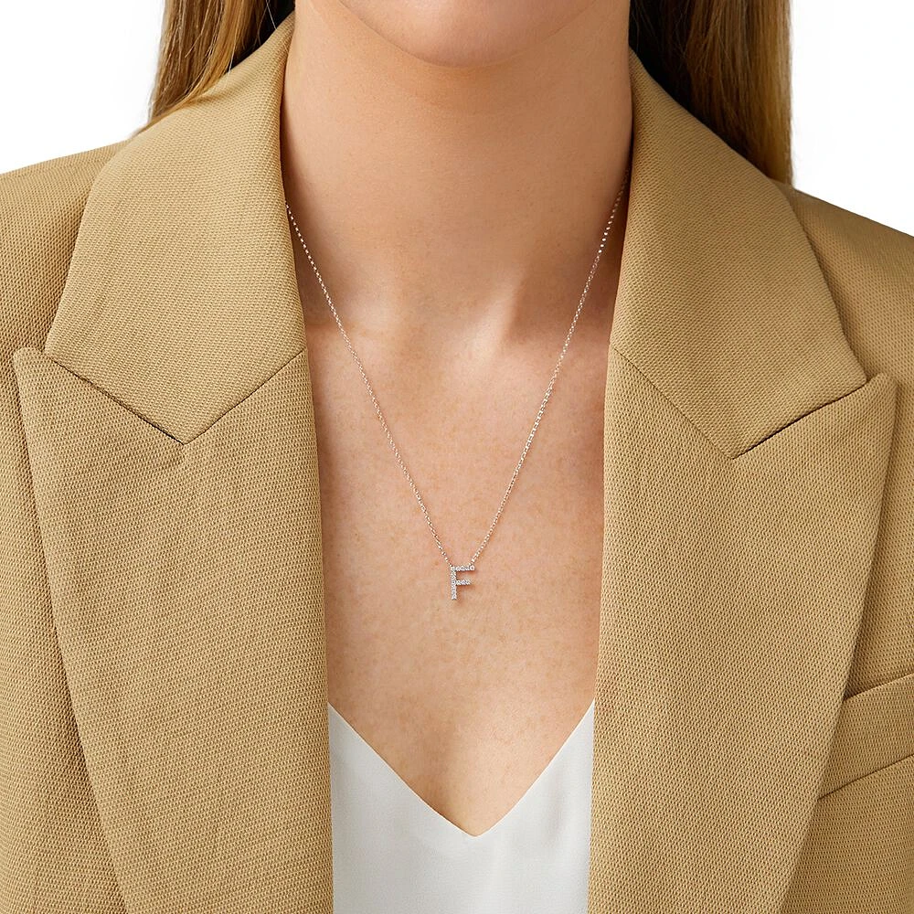 A' Initial necklace with 0.10 Carat TW of Diamonds in 10kt White Gold