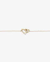 Double Open Heart Bracelet in 10kt Yellow Gold