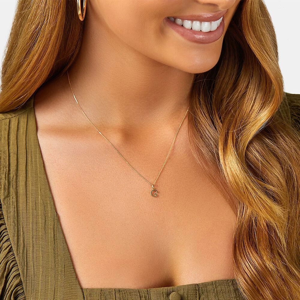 "H" Initial Pendant with Chain in 10kt Yellow Gold