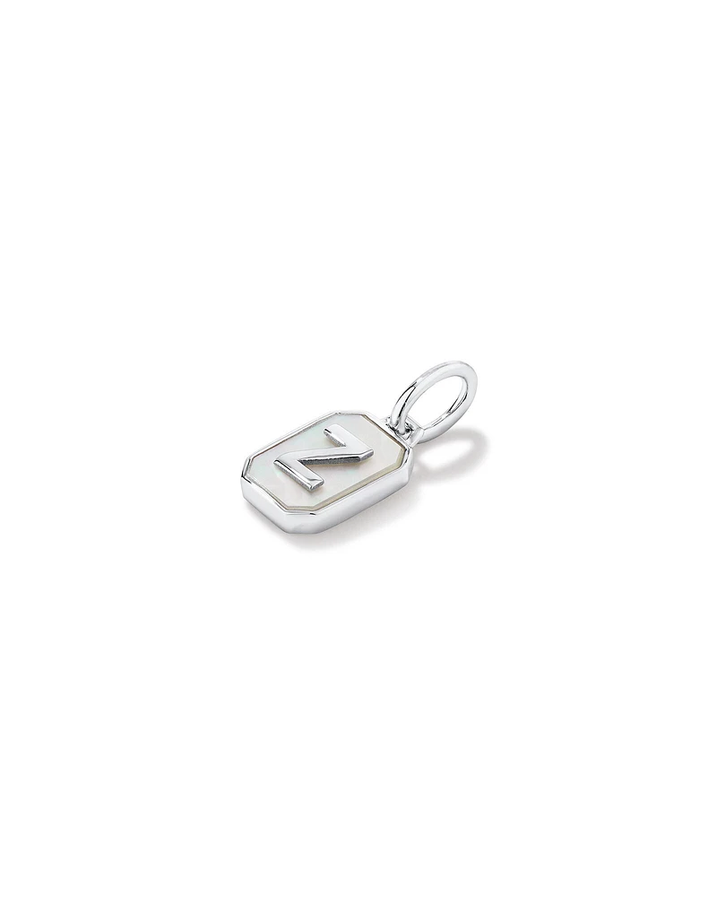 Letter F Mother of Pearl Initial Pendant in Sterling Silver