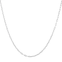 2mm Wide Hollow Paperclip Chain in 10kt White Gold