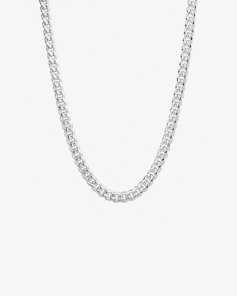 55cm (22") 7mm Width Miami Curb Chain in Sterling Silver