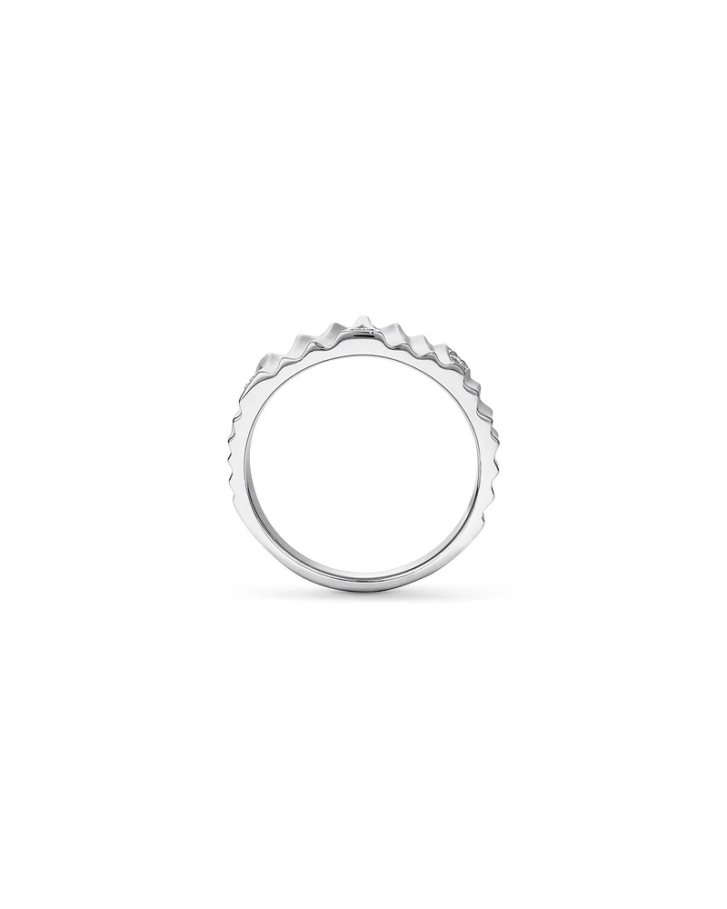 Cubic Zirconia Tapered Chunky Rib Ring in Sterling Silver