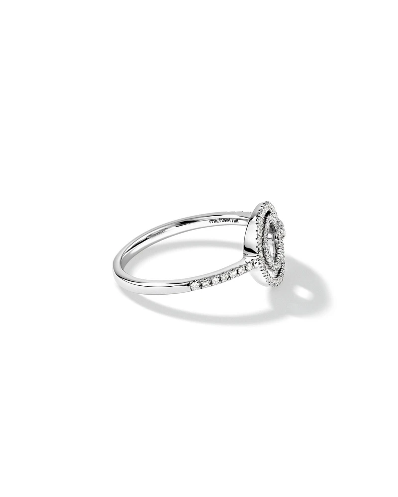 Fine Double Circle Diamond Ring in Sterling Silver