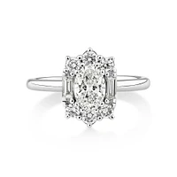 Sir Michael Hill Designer Oval Engagement Ring with 0.96 Carat TW Diamonds in 18kt White Gold