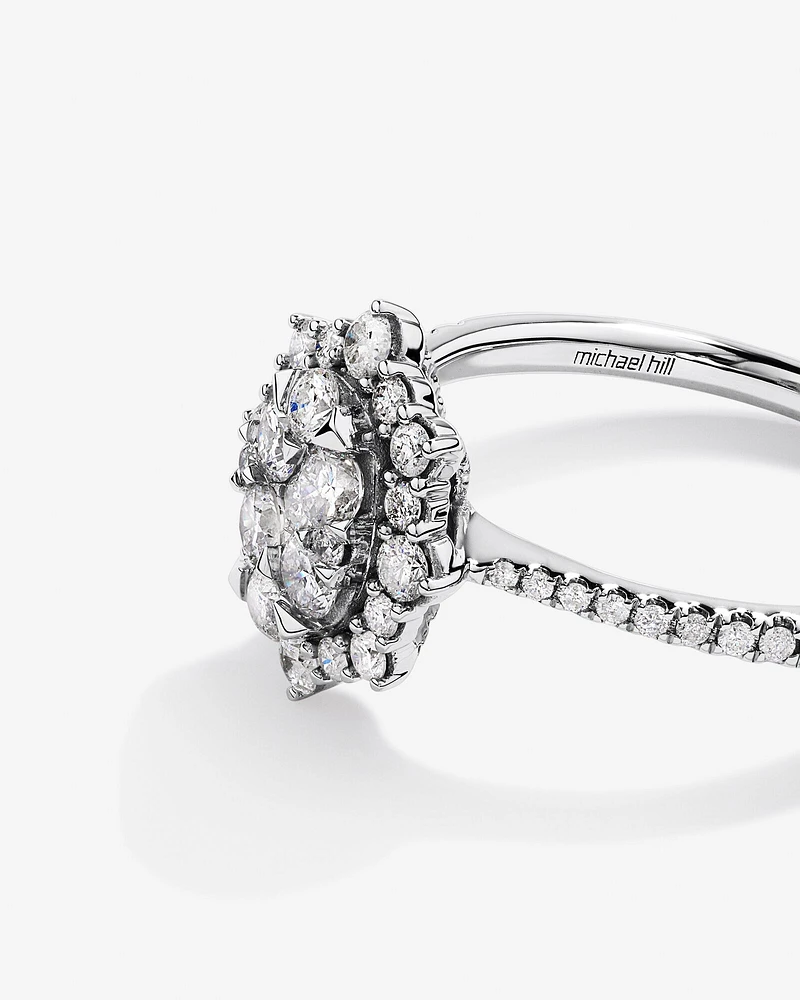 Halo Engagement Ring with .93TW of Diamonds in 14k White Gold