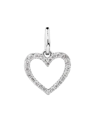 Diamond Open Love Heart Pendant in 10kt White Gold