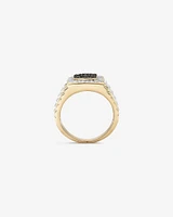 Bague en or blanc et jaune 10 K à diamants blancs et noirs rehaussés totalisant 0,75 ct pour homme