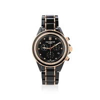 Chronograph Watch with 0.50 Carat TW of Diamonds in Black Ceramic & Gold Tone Stainless Steel