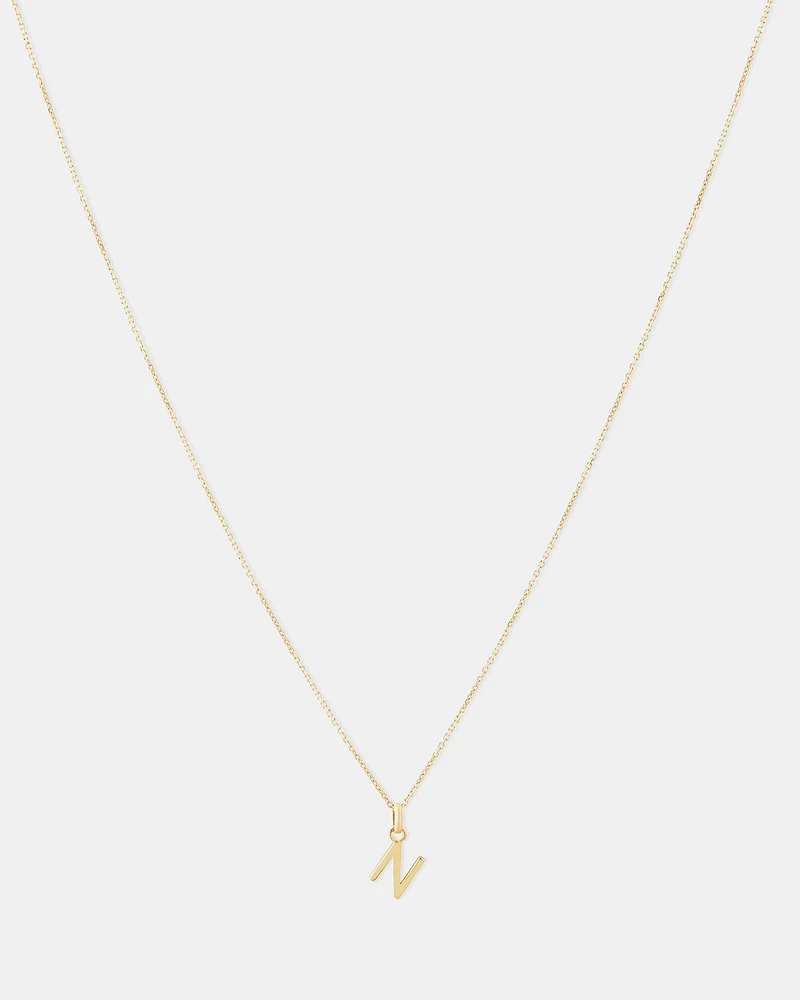 "H" Initial Pendant with Chain in 10kt Yellow Gold