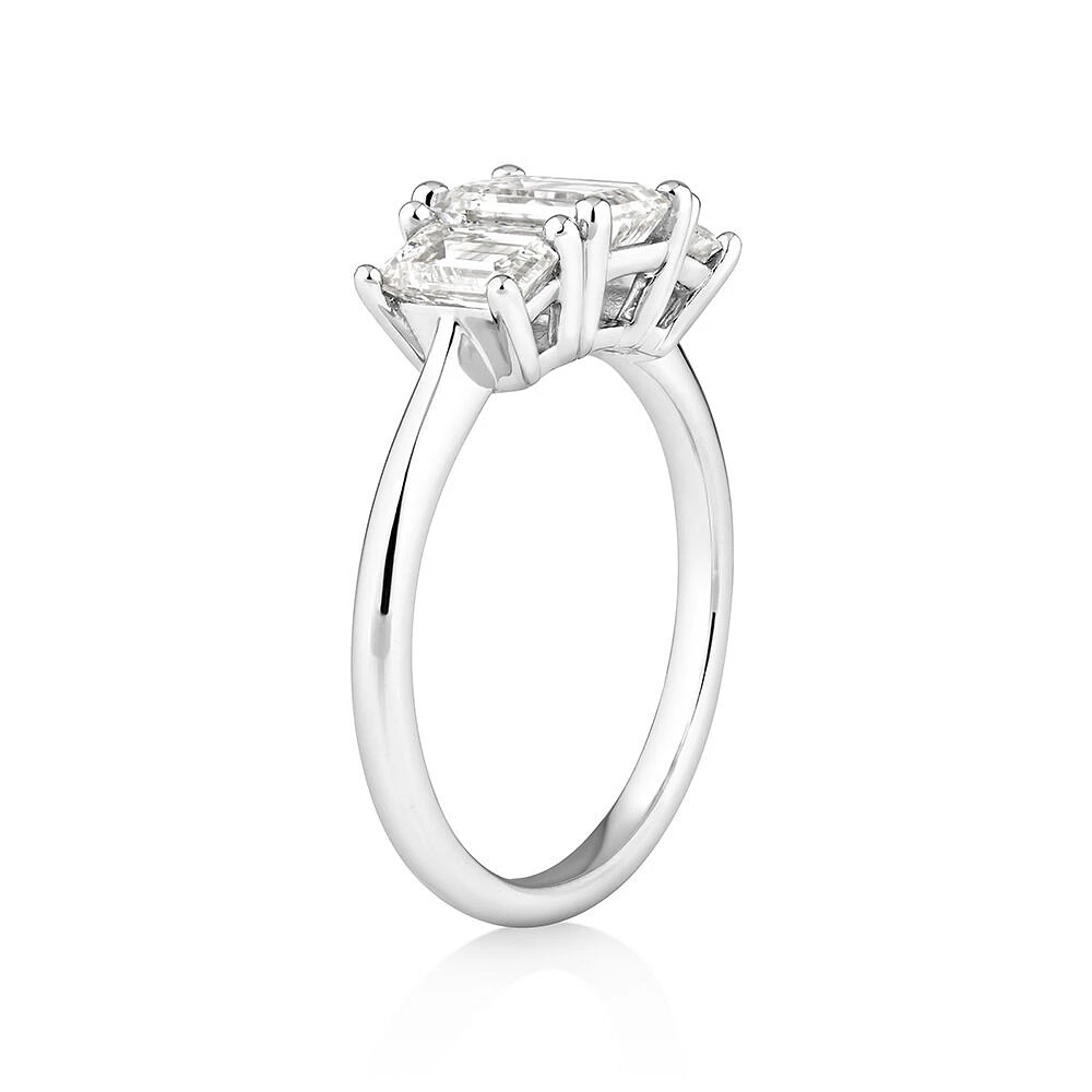 Three Stone Engagement Ring with Carat TW of Laboratory-Grown Diamonds in 14kt White Gold