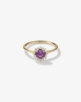 Amethyst & Diamond Scatter Halo Ring in 10kt Yellow Gold