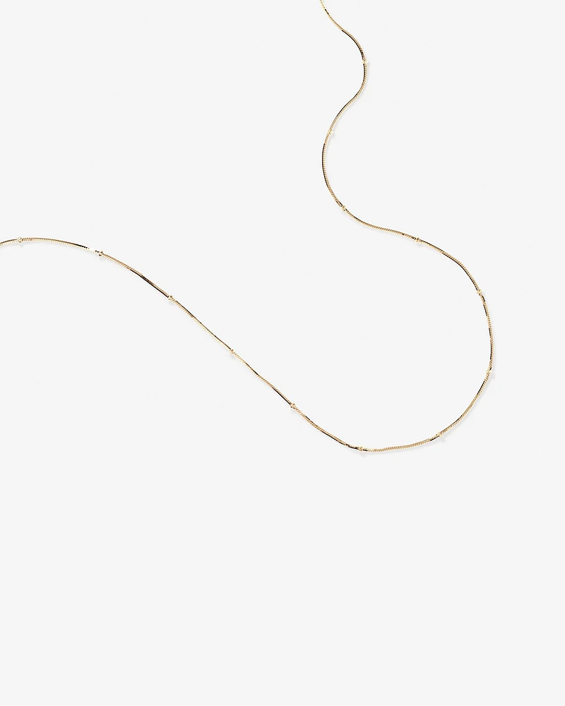 Snake Chain and Bead Station Necklace in 10kt Yellow Gold