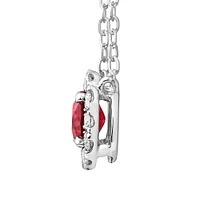 Halo Pendant with Ruby & 0.14 Carat TW of Diamonds in 10kt White Gold