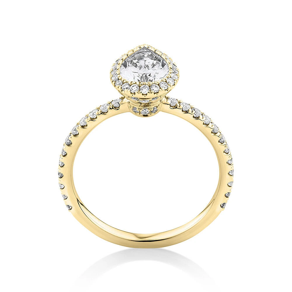 Sir Michael Hill Designer Halo Pear Engagement Ring with 1.36 Carat TW of Diamonds in 18kt White Gold