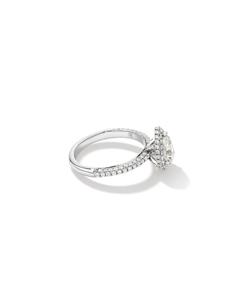 1.65 Carat TW Pear Cut Diamond Pave Halo Engagement Ring in Platinum