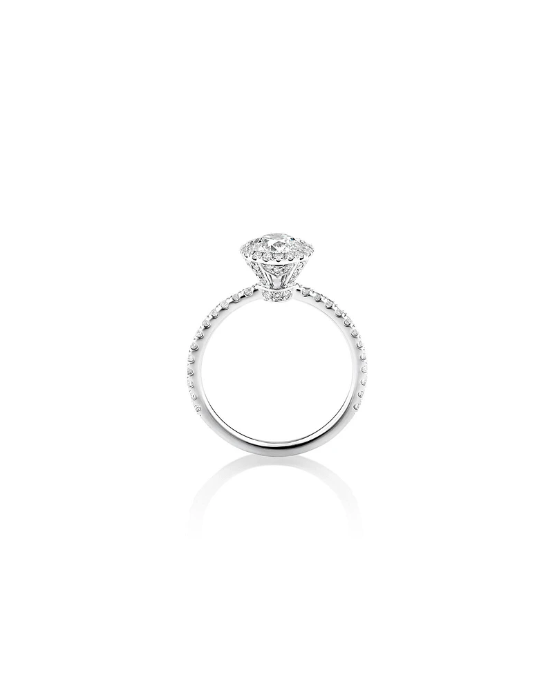 Sir Michael Hill Designer Halo Engagement Ring with 1.36 Carat TW of Diamonds in 18kt White Gold