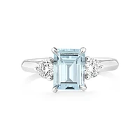 Ring with Aquamarine & 0.40 Carat TW of Diamonds in 10kt White Gold