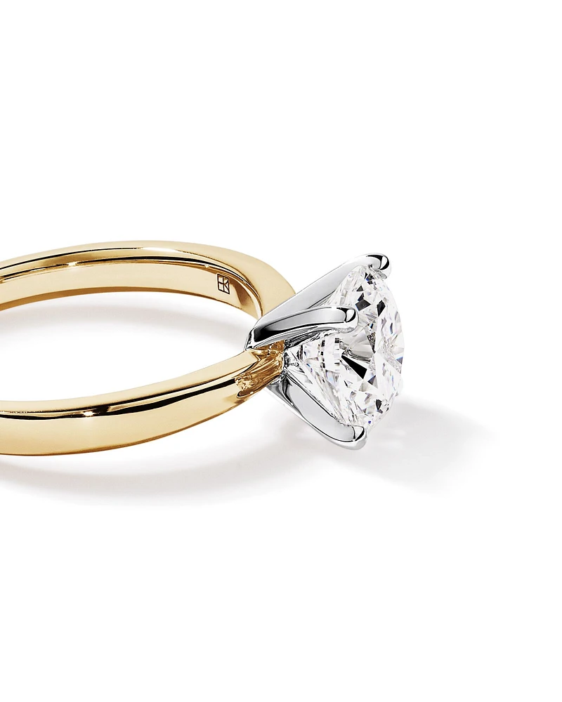 2.00 Carat TW Round Brilliant Lab-Grown Diamond Solitaire Engagement Ring in 14kt Yellow and White Gold