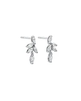 Cubic Zirconia Vine Stud Earrings in Sterling Silver