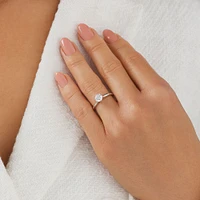 Bague de fiançailles à solitaire certifié en or blanc 14 K avec diamants totalisant 1 ct