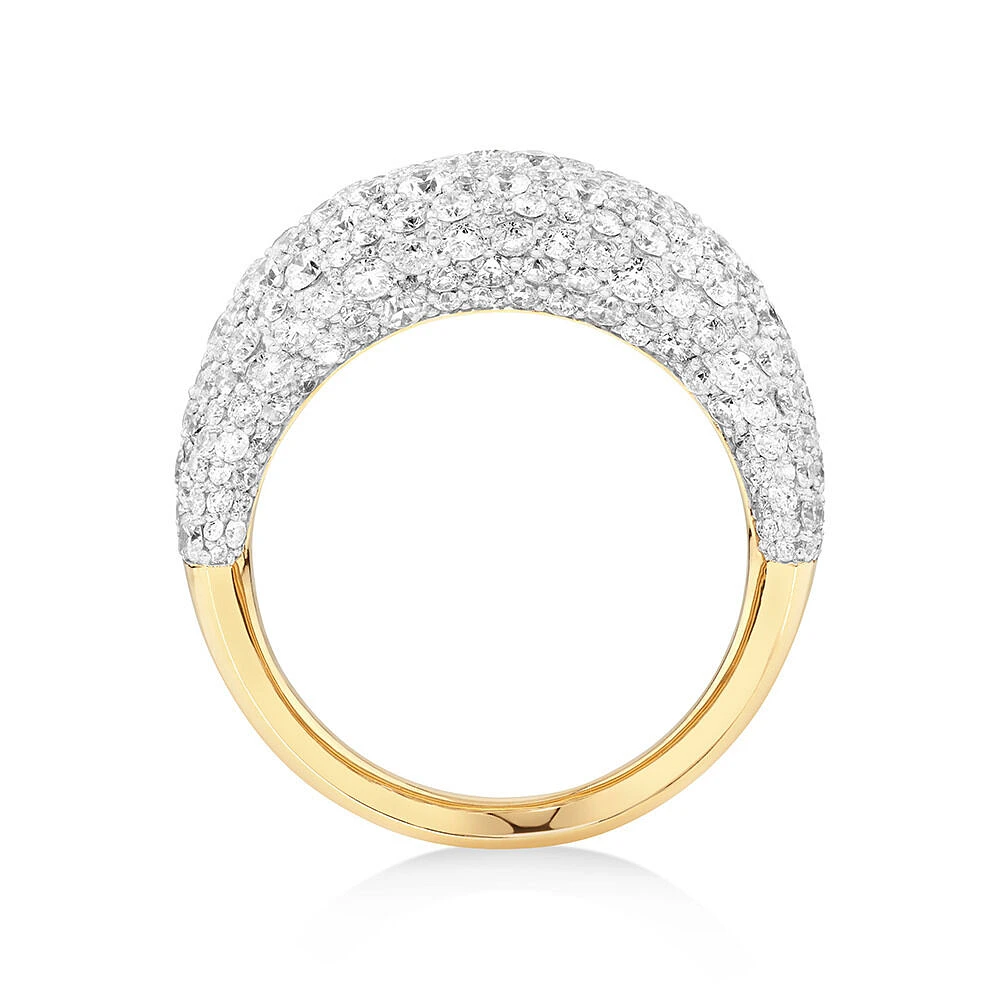 Stardust Ring with 3.14 TW of Diamonds in 14kt Yellow Gold and Rhodium