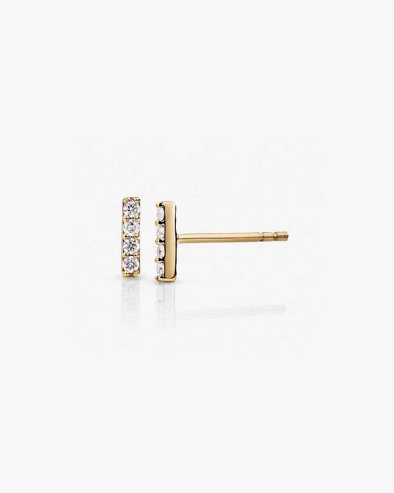 Bar Stud Earrings with .10 Carat TW Diamonds in 10kt Yellow Gold