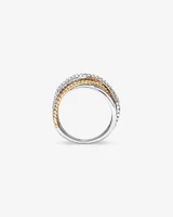 Crossover Wrap Ring with .47 Carat TW Diamonds in Sterling Silver and 10kt Yellow Gold