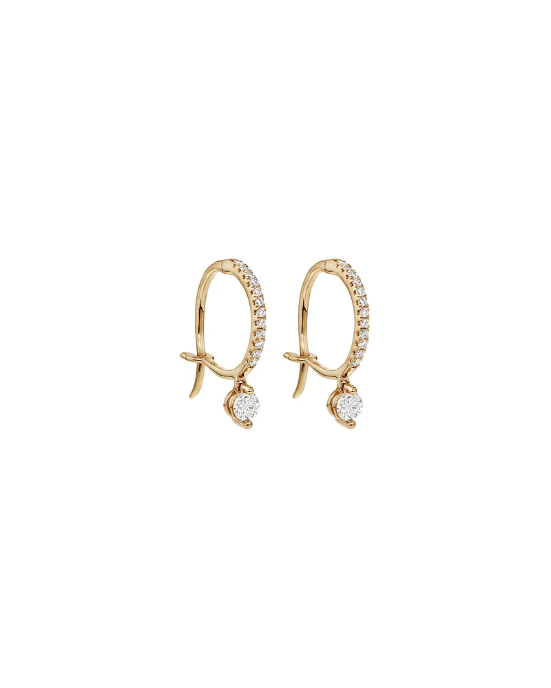 Boucles d'oreilles à goutte unique avec 0,37 carat TW de diamants en or jaune 18 kt