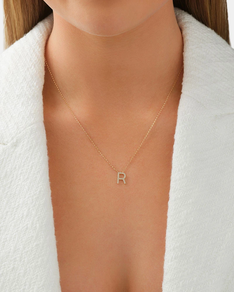 "K" Initial Necklace with 0.10 Carat TW of Diamonds in 10kt Yellow Gold
