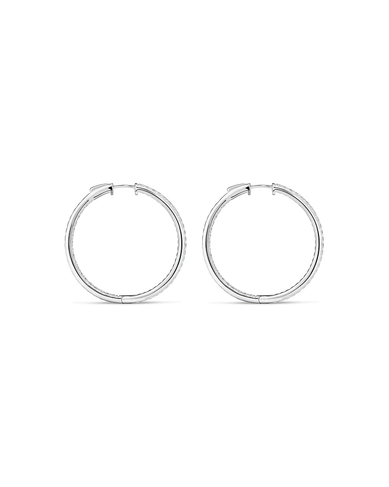 Hoop Earrings with Cubic Zirconia in Sterling Silver