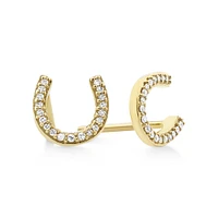 Mini Horseshoe Earrings with Diamonds in 10kt Yellow Gold