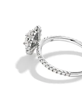 1.12 Carat TW Oval Cut Diamond Fancy Halo Engagement Ring in 14kt White Gold