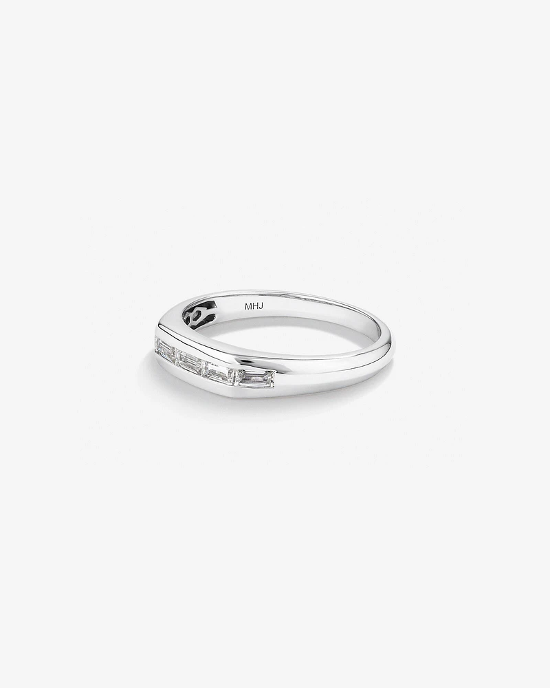 0.54 Carat TW Laboratory-Grown Baguette Diamond Ring in 10kt White Gold