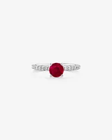 Solitaire Ruby Ring with 0.25 Carat TW of Diamonds in 10kt White Gold