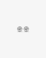 0.25 Carat TW Round Brilliant Diamond Solitaire Bezel Set Stud Earrings in 18kt White Gold