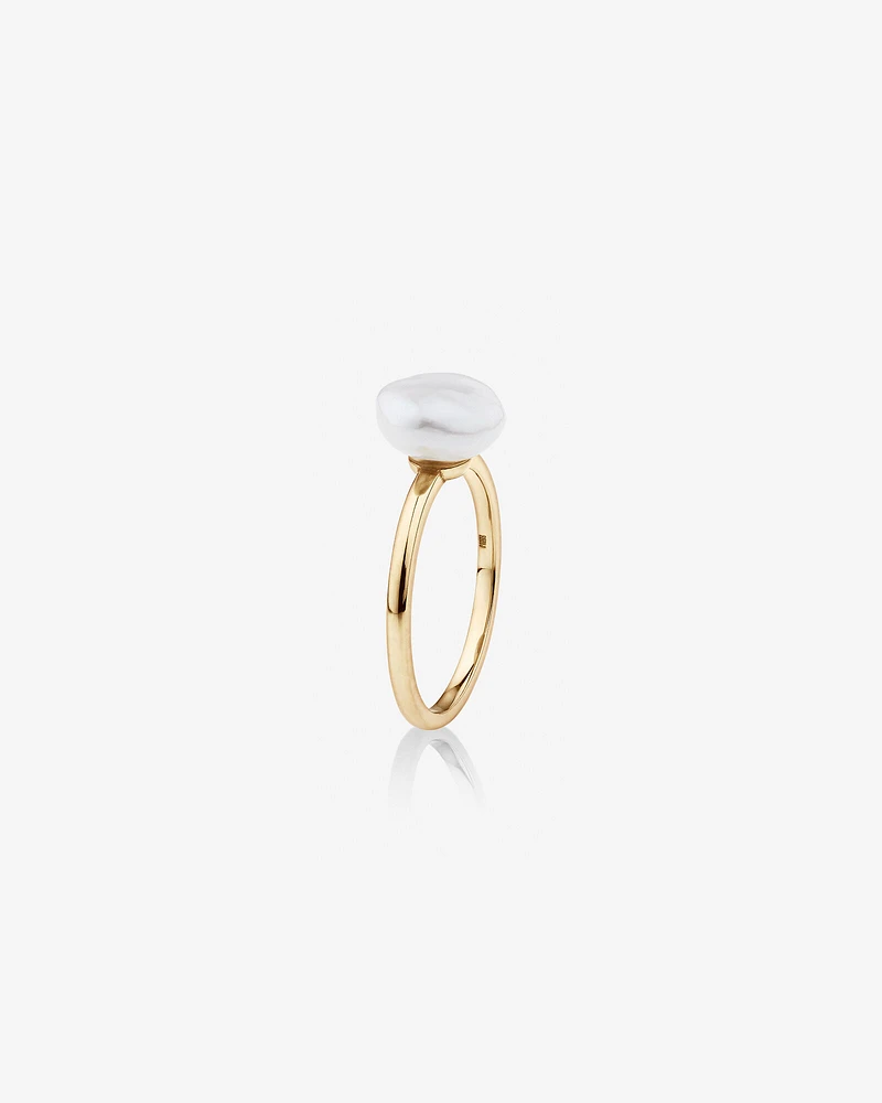 Bague avec perles baroques d'eau douce de culture de 9 à 10 mm en or jaune 10 K
