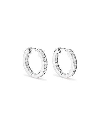 15mm Cubic Zirconia Huggie Hoop Earrings in Sterling Silver