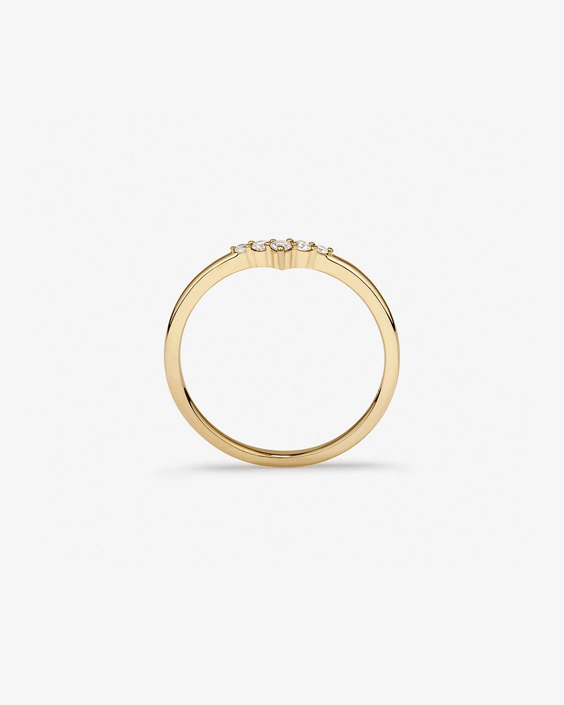 Diamond Chevron Wedding Band in 14kt Yellow Gold