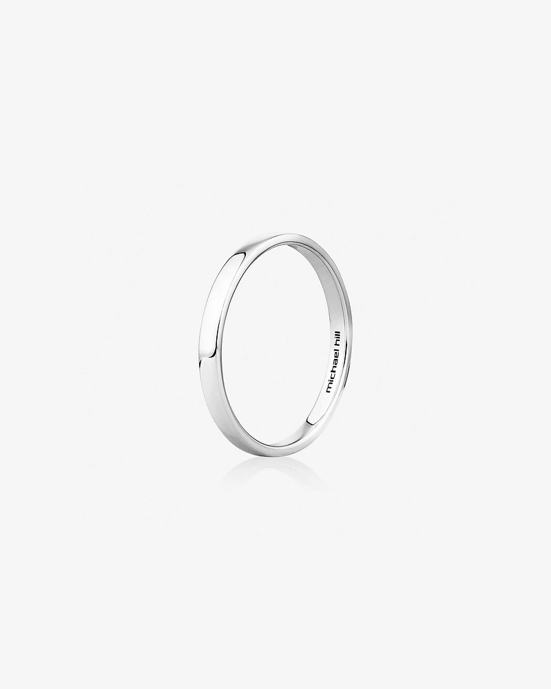 2mm Lite Half Round Wedding Band in 10kt White Gold