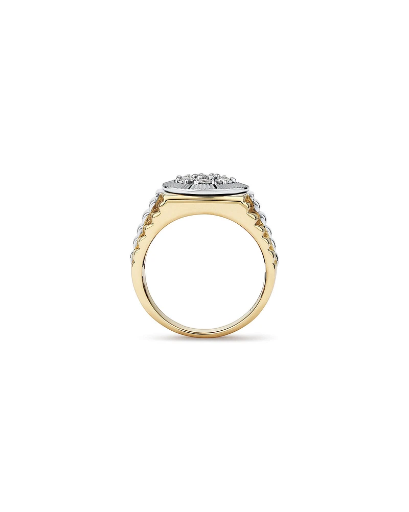 Bague pour Homme avec 1/4 Carat TW de Diamants en Or Jaune & Blanc 10kt