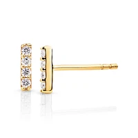 Bar Stud Earrings with .10 Carat TW Diamonds in 10kt Yellow Gold