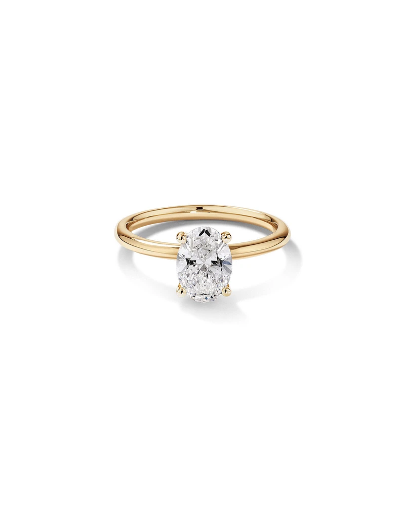 Carat TW Oval Laboratory-Grown Diamond Solitaire Engagement Ring in 14kt White Gold