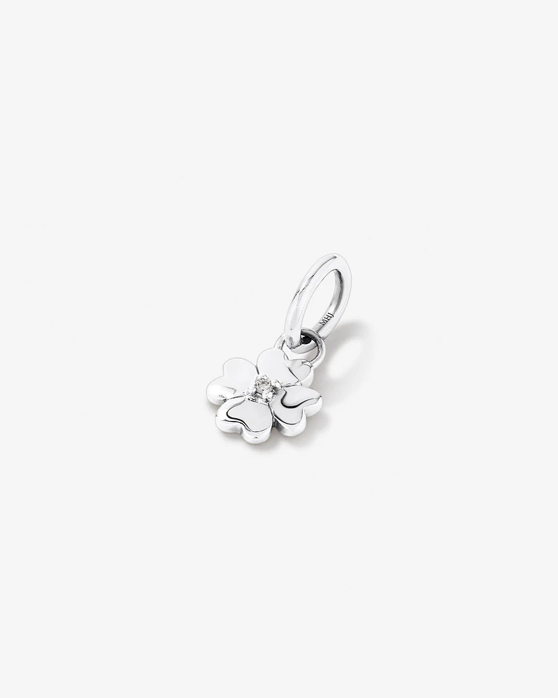 Diamond Accent Four Leaf Clover Pendant in Sterling Silver