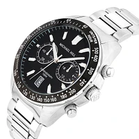 Men's Chronograph Stainless Steel Watch with Black Dial