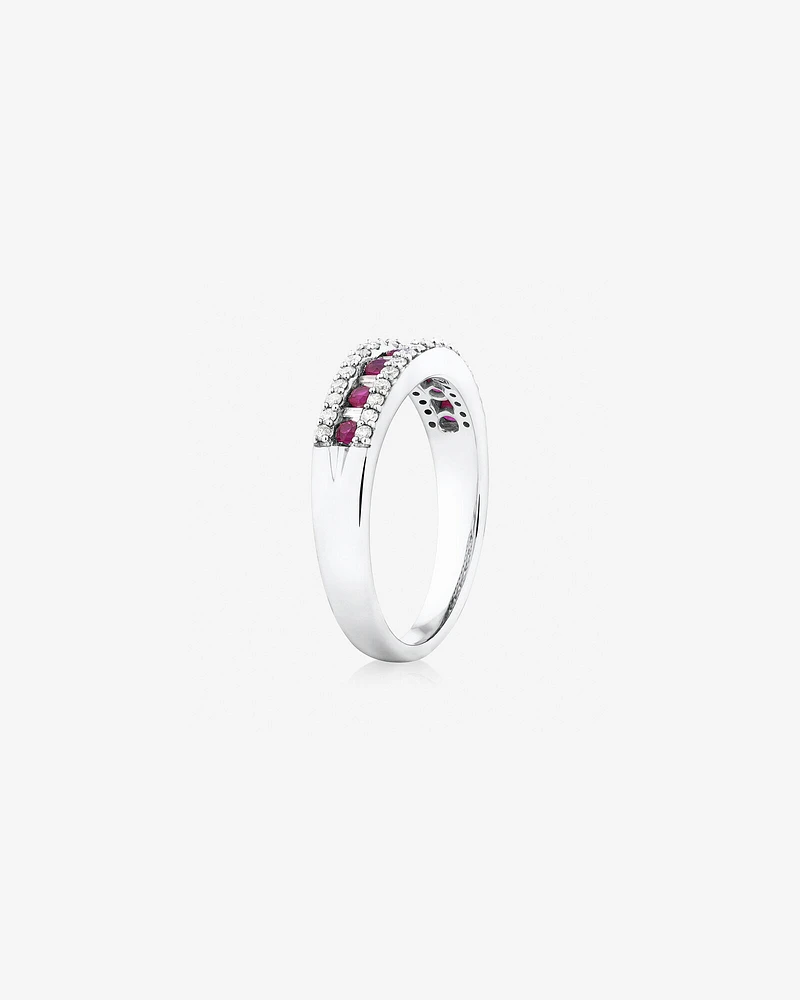 Ring with Ruby & 0.29 Carat TW of Diamonds in 10kt White Gold