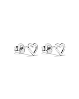 Open Heart Stud Earrings in Sterling Silver