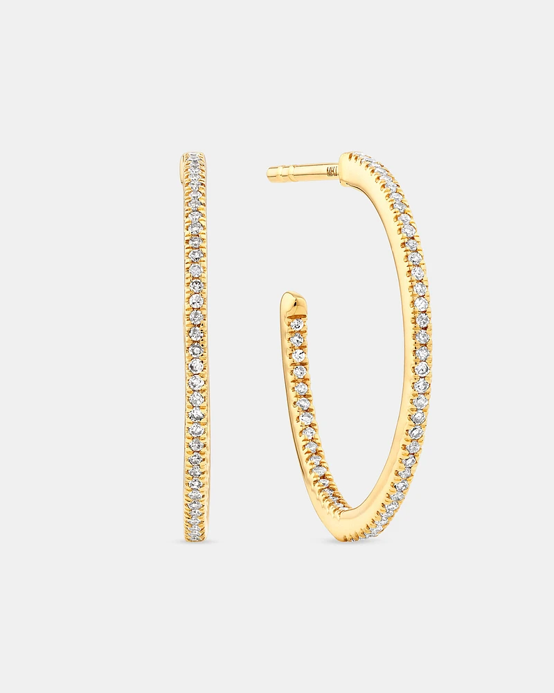 0.15 Carat TW Fine Diamond Hoop Earrings in 10kt White Gold